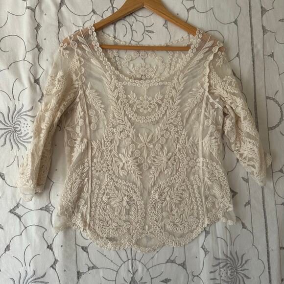 Other Tops - Sheer Embroidered Lace Boho Fairy Top